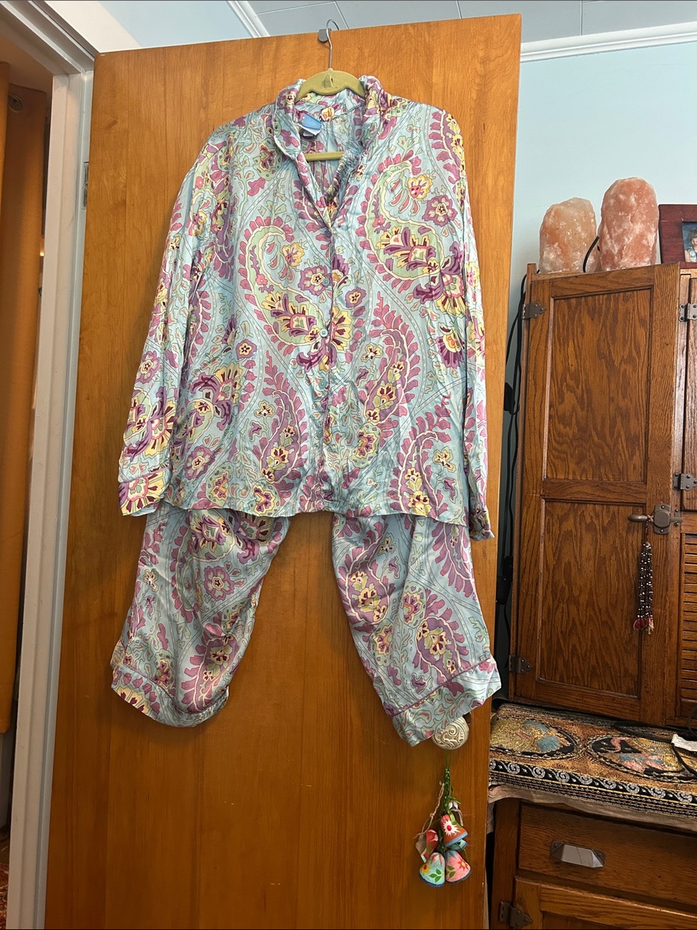 Nick & Nora Silk Floral Paisley Pajama Set